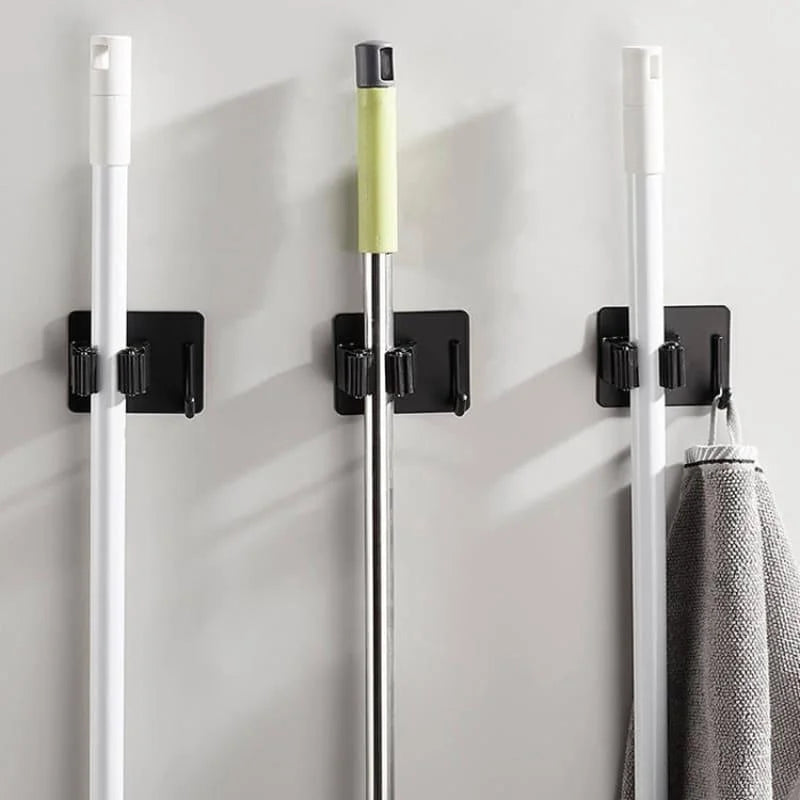 Suporte de Vassoura Adesivo Parede em Aço Inox com Gancho Lenogue