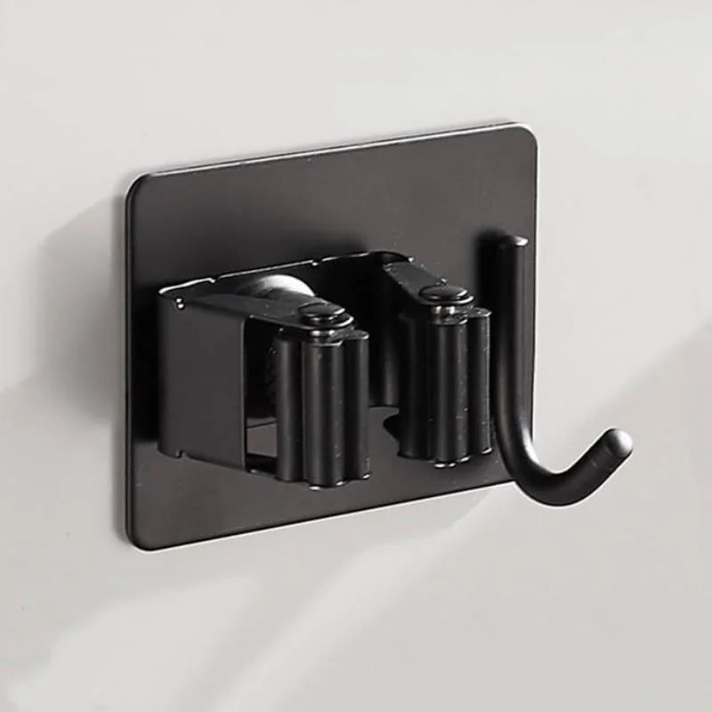 Suporte de Vassoura Adesivo Parede em Aço Inox com Gancho Lenogue Preto / 1 Unidade