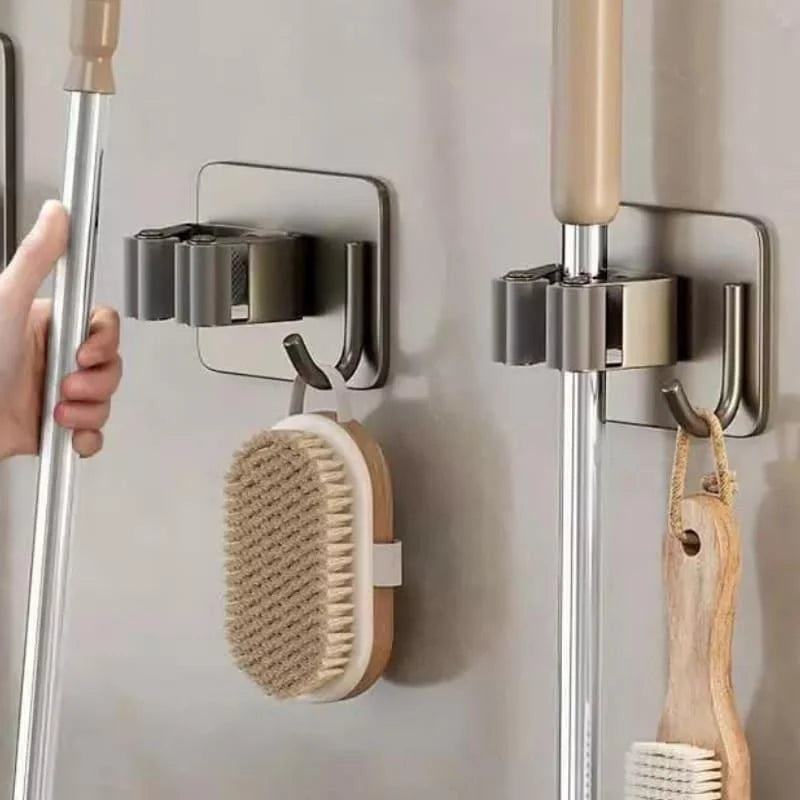 Suporte de Vassoura Adesivo Parede em Aço Inox com Gancho Lenogue