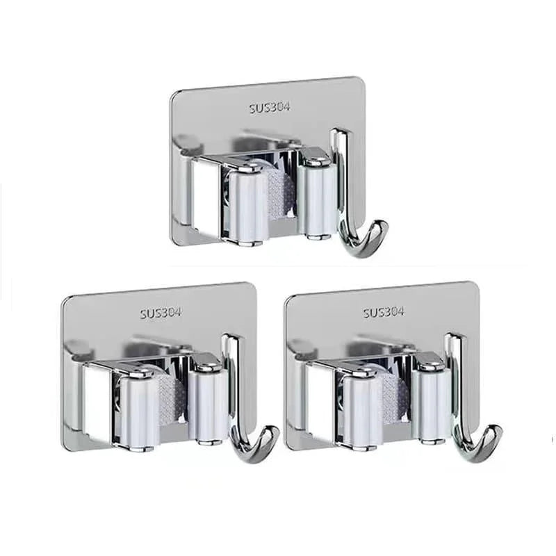 Suporte de Vassoura Adesivo Parede em Aço Inox com Gancho Lenogue