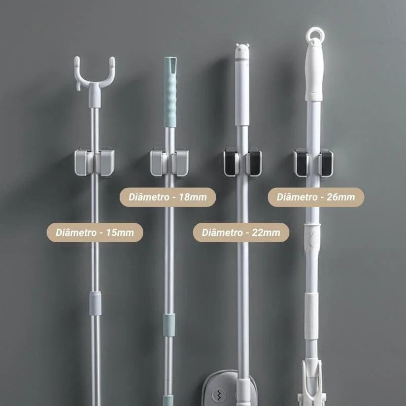 Suporte de Vassoura e Rodo com Adesivo Parede Ajustável Lenogue