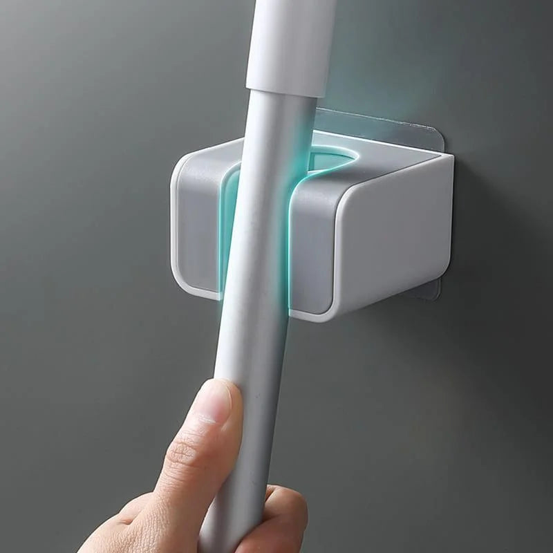 Suporte de Vassoura e Rodo com Adesivo Parede Ajustável Lenogue Cinza (1 Peça)