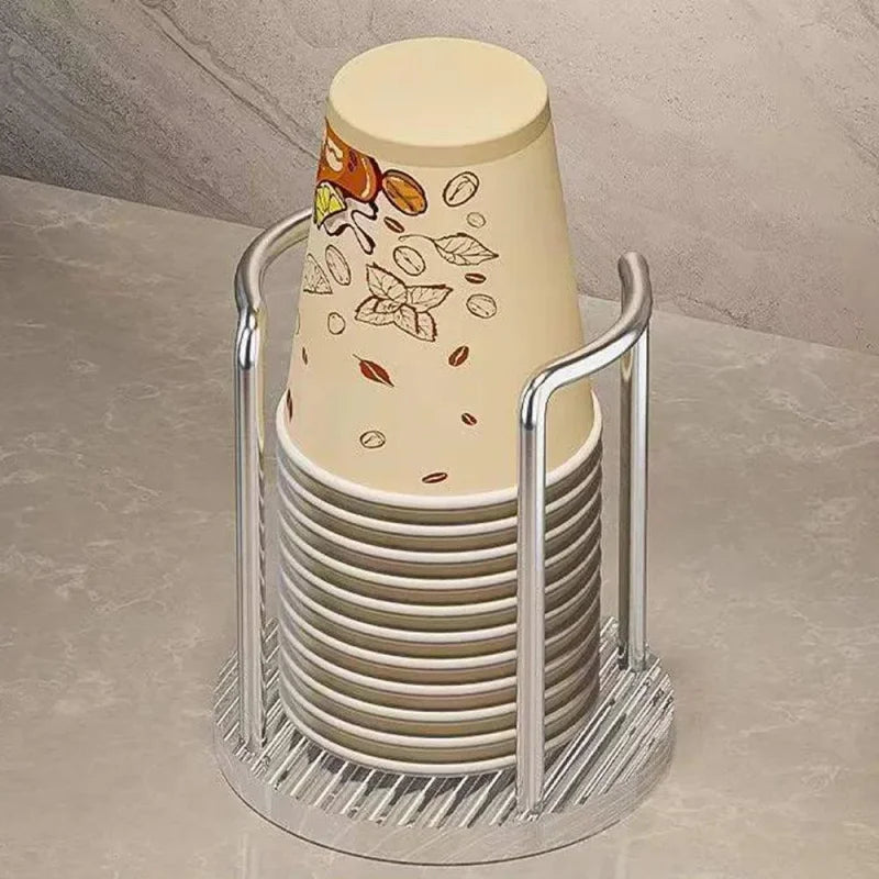 Suporte Organizador de Copos Descartáveis em Aço Inox e Acrílico Lenogue