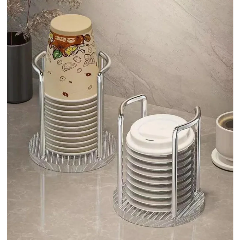 Suporte Organizador de Copos Descartáveis em Aço Inox e Acrílico Lenogue