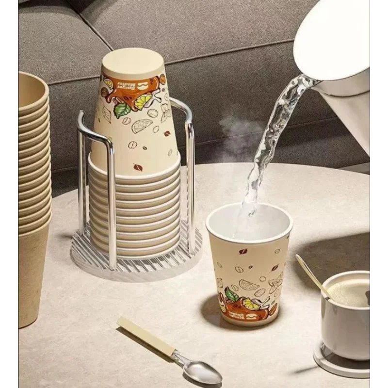 Suporte Organizador de Copos Descartáveis em Aço Inox e Acrílico Lenogue