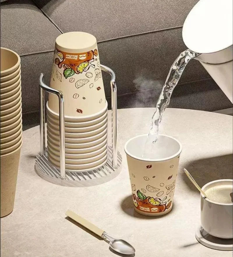 Suporte Organizador de Copos Descartáveis em Aço Inox e Acrílico Lenogue