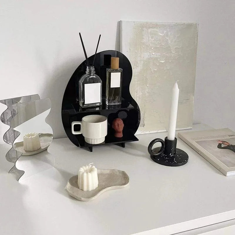 Suporte Organizador de Mesa em Acrílico com Dupla Camada Lenogue Preto