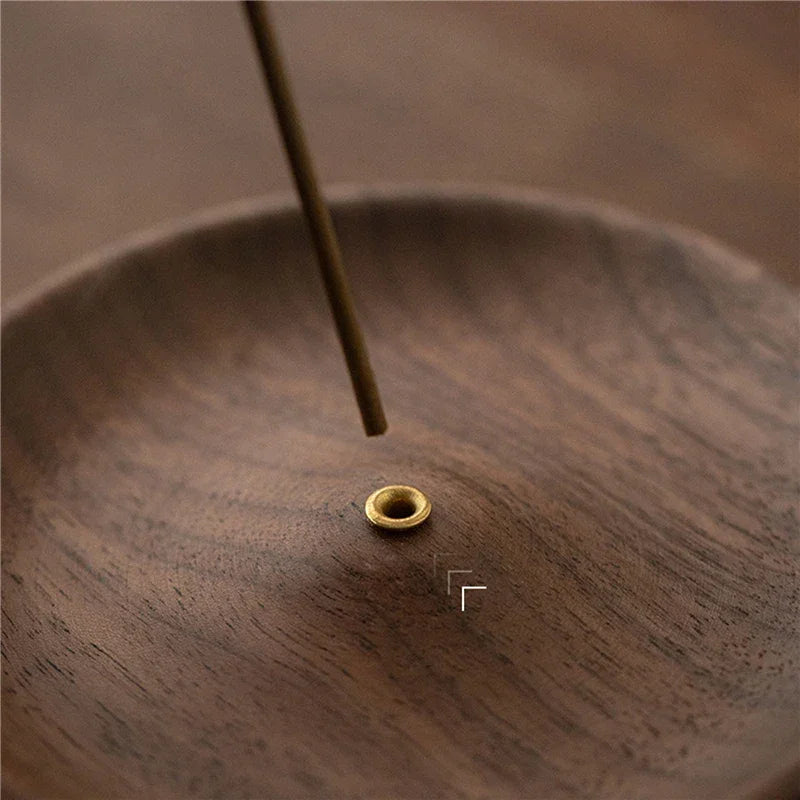 Suporte para Incenso em Nogueira com Coletor de Cinzas Lenogue Madeira Escura