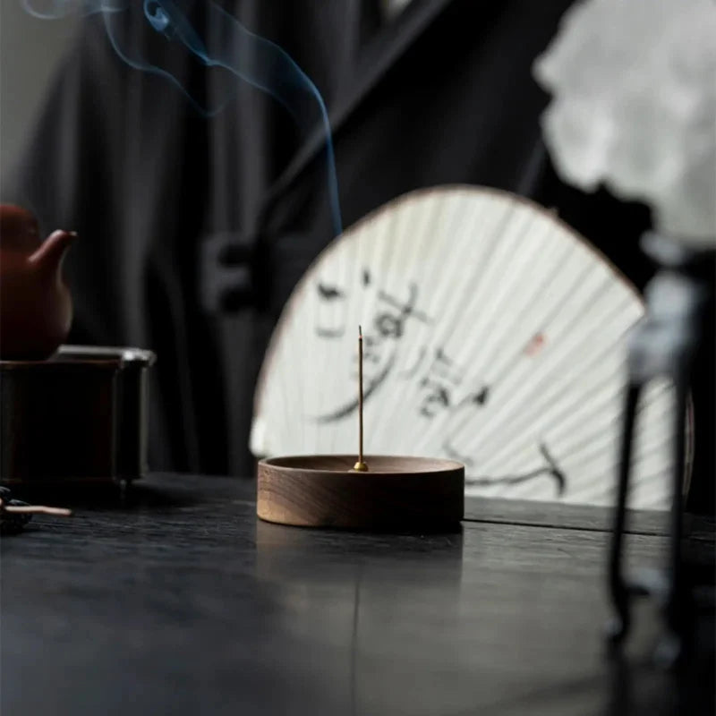 Suporte para Incenso em Nogueira com Coletor de Cinzas Lenogue Madeira Escura