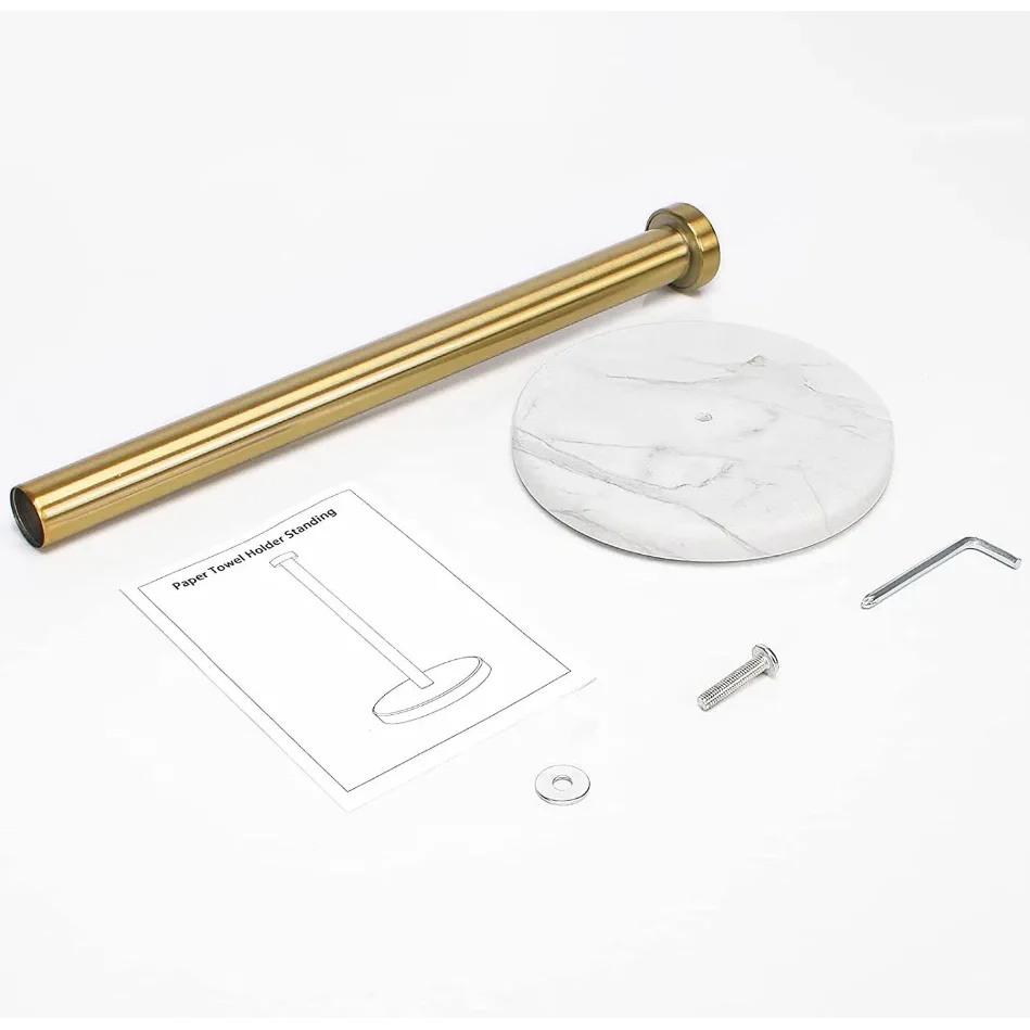 Suporte para Papel Toalha e Filme Plástico Mármore Dourado Lenogue