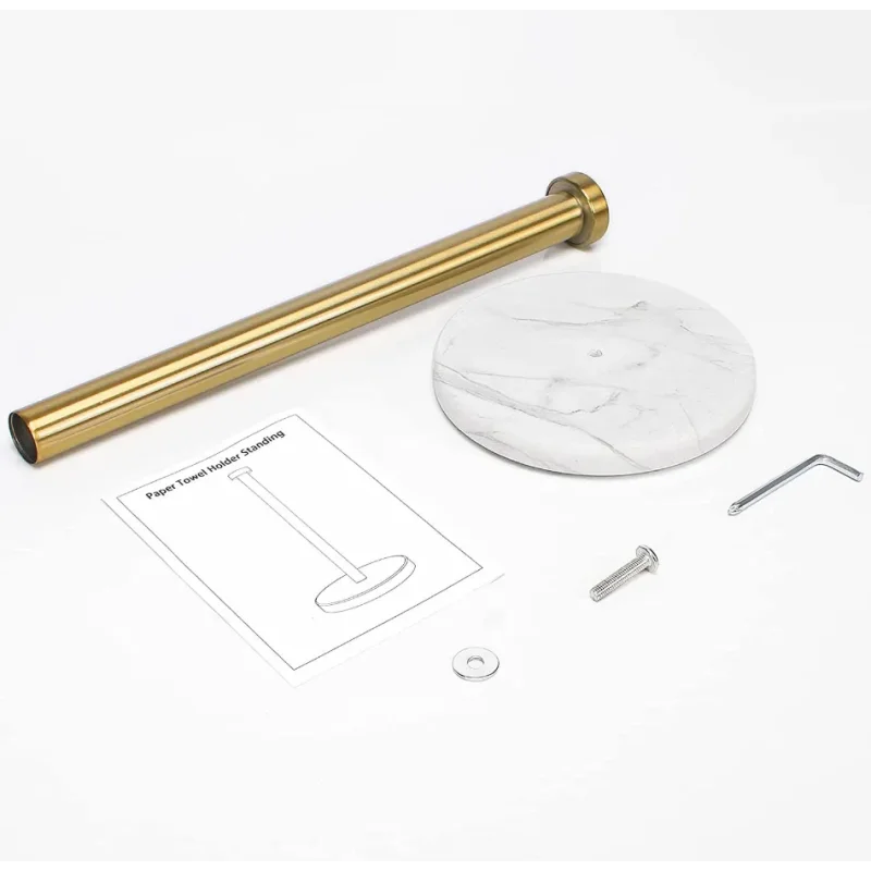 Suporte para Papel Toalha e Filme Plástico Mármore Dourado Lenogue