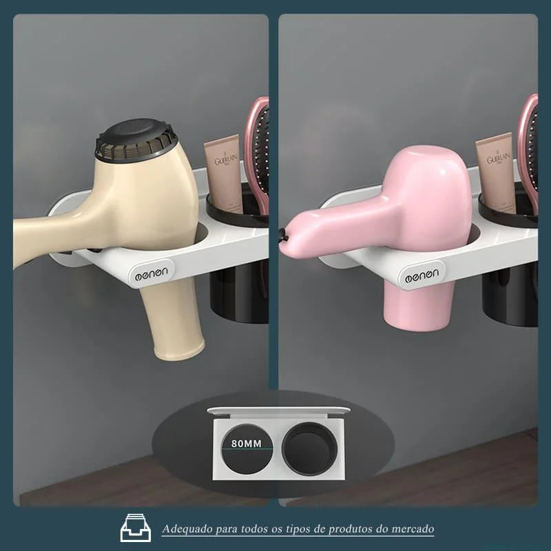 Suporte para Secador de Cabelo Parede com Compartimentos Lenogue