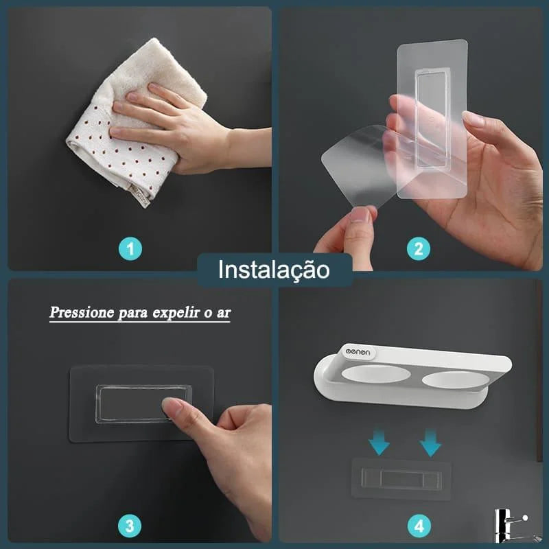 Suporte para Secador de Cabelo Parede com Compartimentos Lenogue