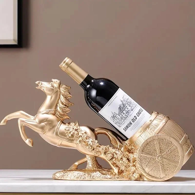 Suporte para Vinho Criativo em Resina Estilo Clássico Lenogue Dourado / 41 x 20 13 Cm