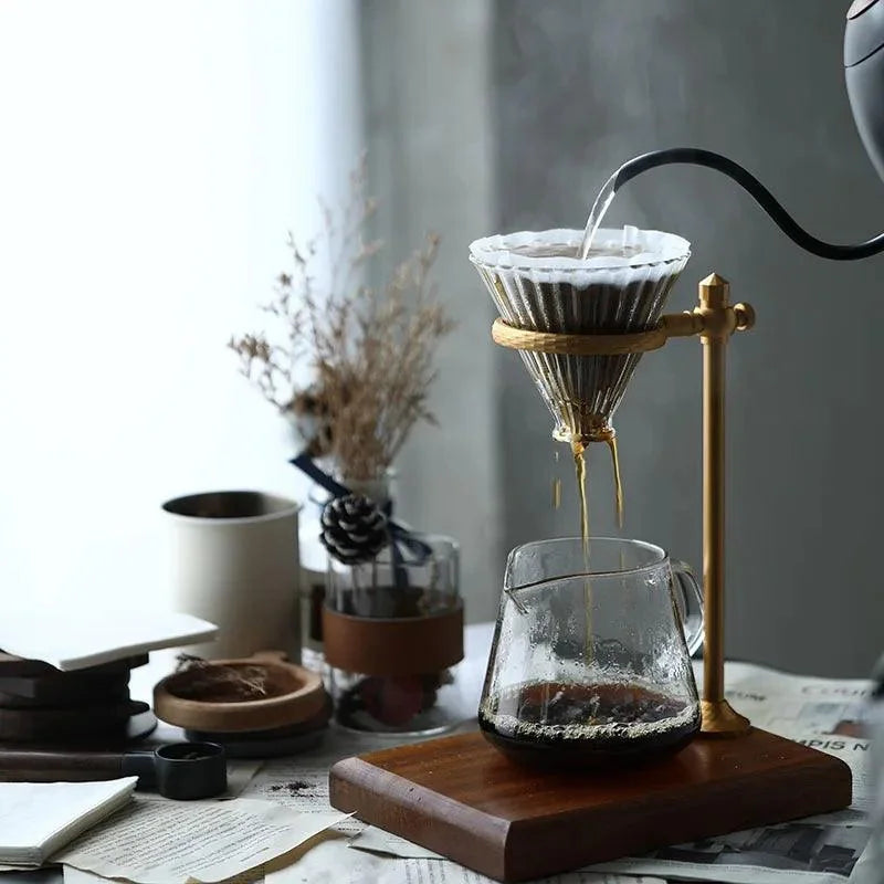 Suporte Porta Filtro de Café Americano com Base Madeira Lenogue