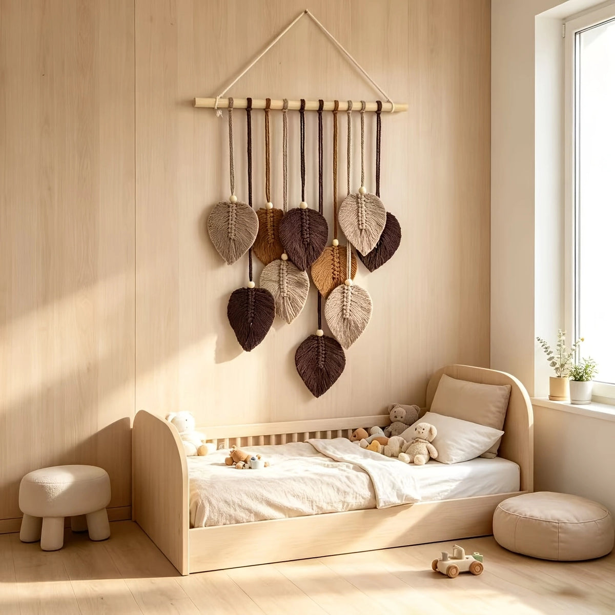 Tapeçaria Boho Macramê Folha Maison Fio Ferrugem Lenogue