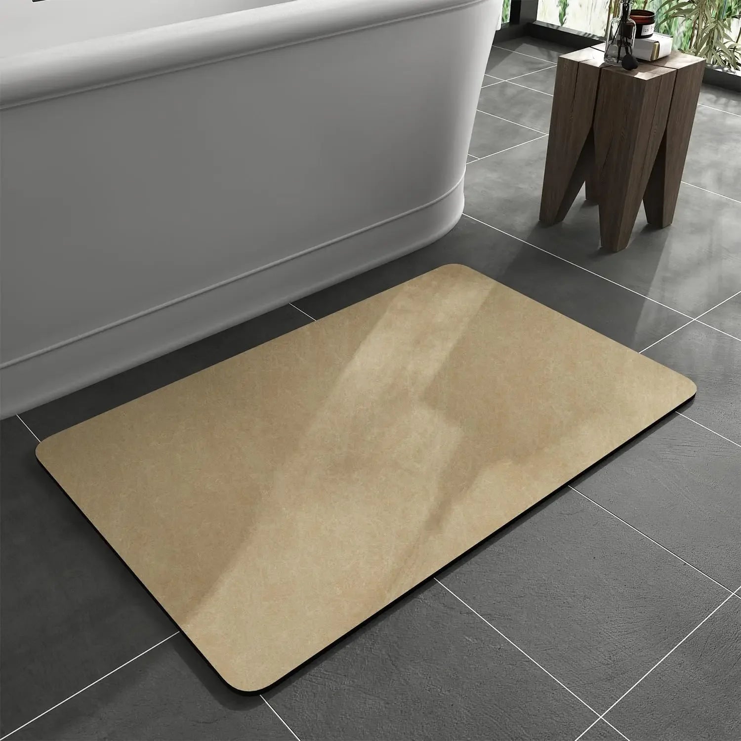 Tapete Absorvente Antiderrapante de Banheiro em Diatomita para Piso Lenogue Bege / 40 x 60 Cm