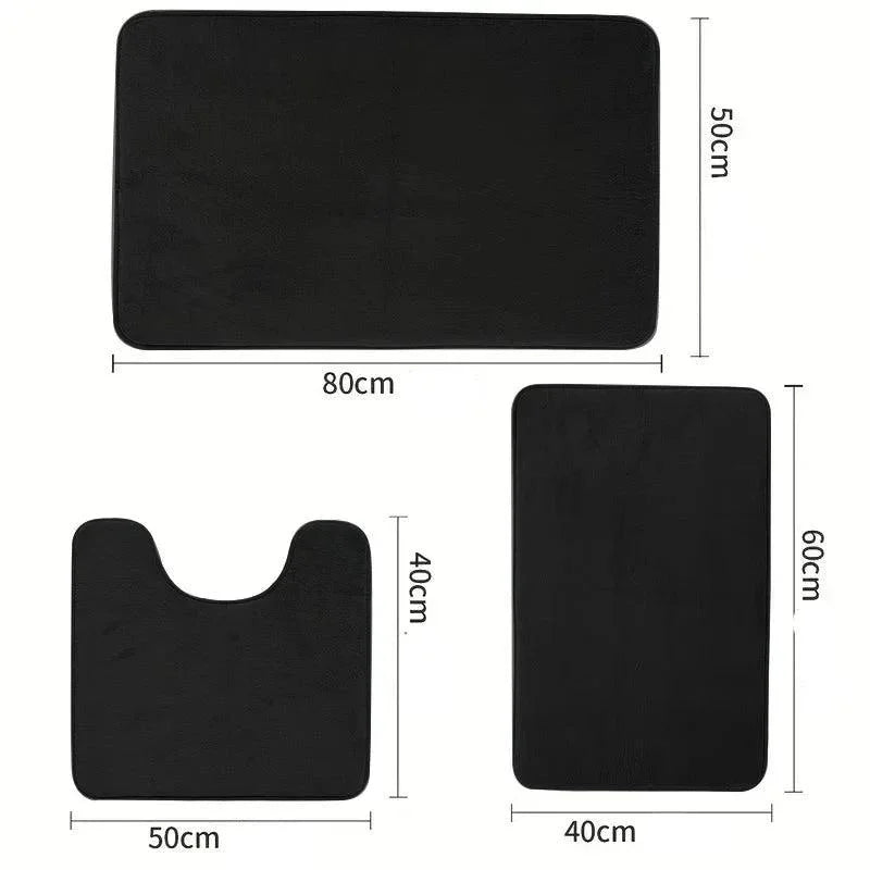 Tapete Antiderrapante de Veludo com Espuma Conjunto 3 Peças Lenogue