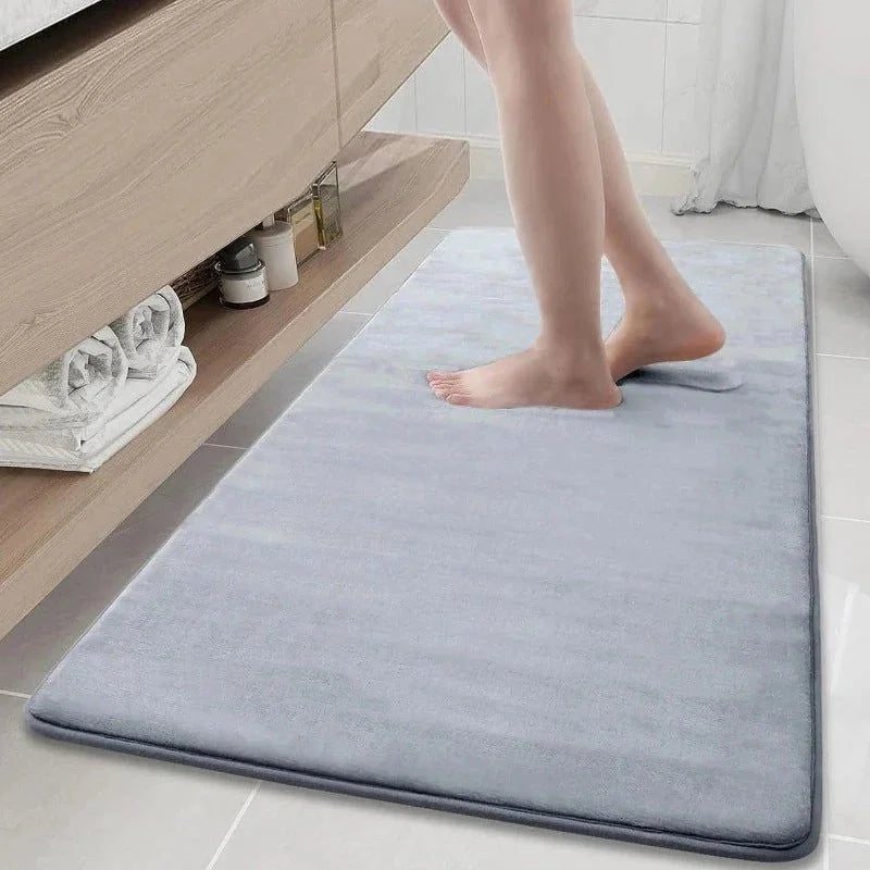 Tapete de Banho Antiderrapante com Textura Pedra Lenogue Cinza Claro / 40 x 60 Cm