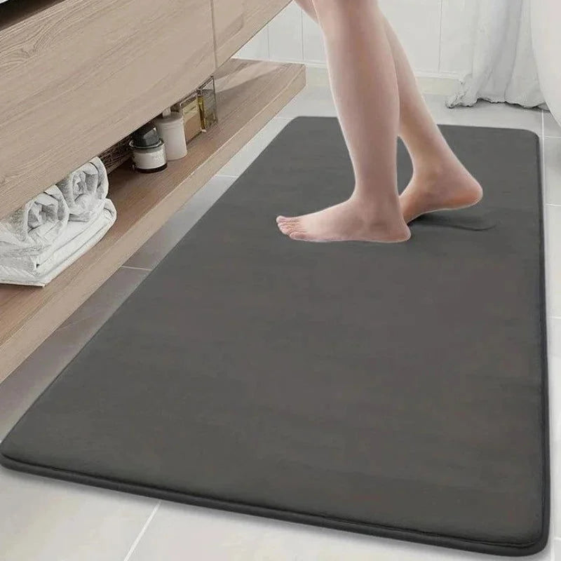 Tapete de Banho Antiderrapante com Textura Pedra Lenogue Cinza Escuro / 40 x 60 Cm