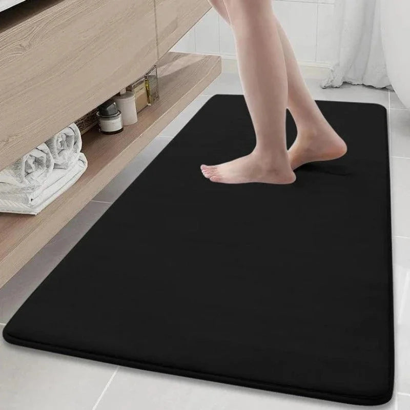 Tapete de Banho Antiderrapante com Textura Pedra Lenogue Preto / 40 x 60 Cm