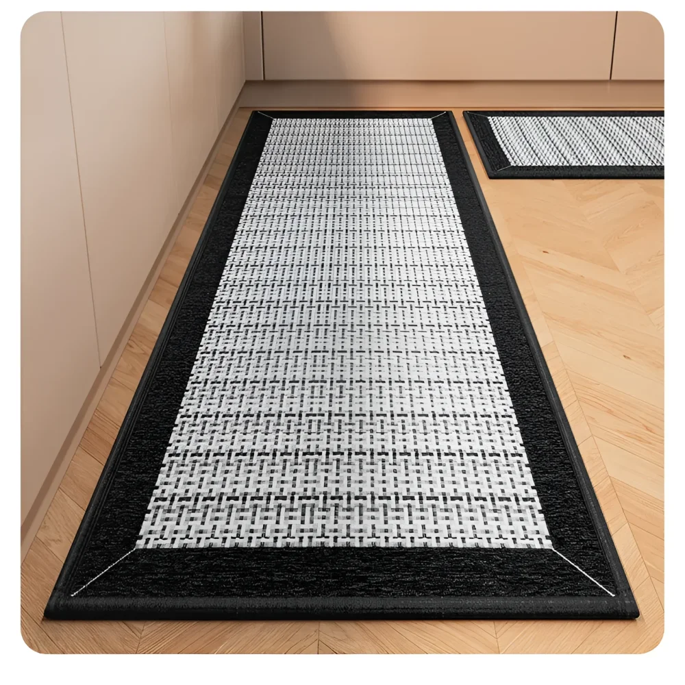 Tapete de Cozinha Antiderrapante Absorvente Lavável Lenogue Preto / 50 x 80 Cm