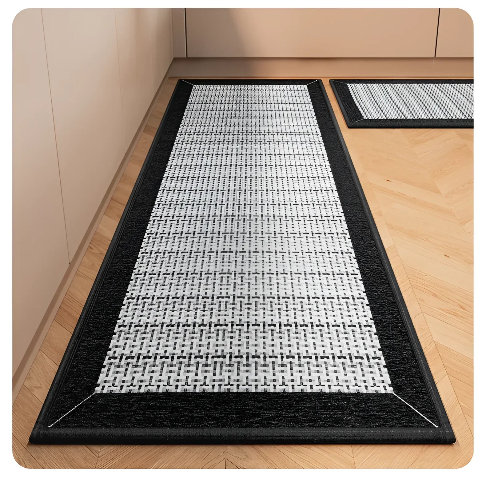 Tapete de Cozinha Antiderrapante Absorvente Lavável Lenogue Preto / 50 x 80 Cm