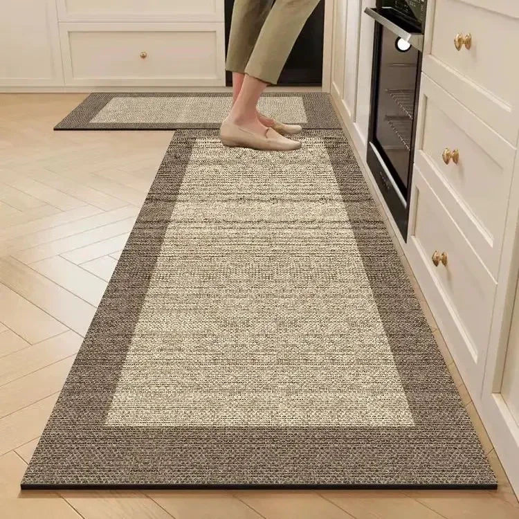 Tapete de Cozinha Doux Linho Absorvente Camadas Antiderrapante Lenogue Marrom e Bege / 40 x 60 Cm