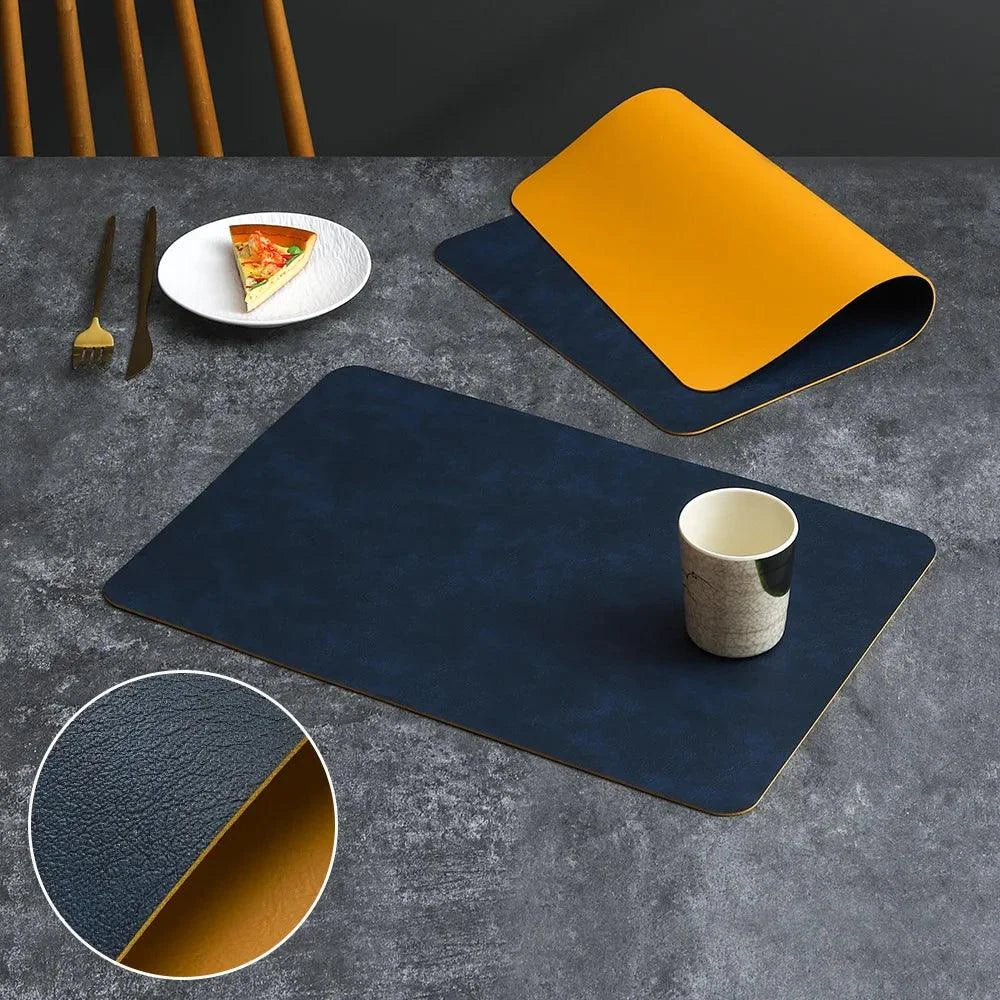 Tapete de Mesa em Couro Impermeável Lenogue Azul / 30 x 45 Cm