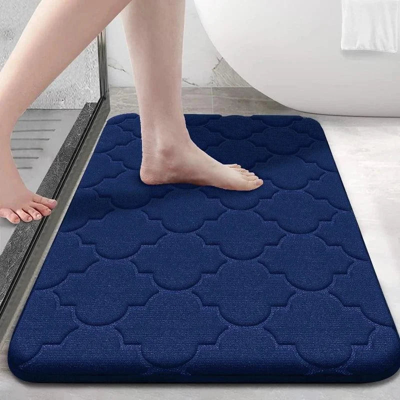 Tapete de Veludo Coral Antiderrapante Absorvente para Banho Lenogue Azul / 40 Cm x 60