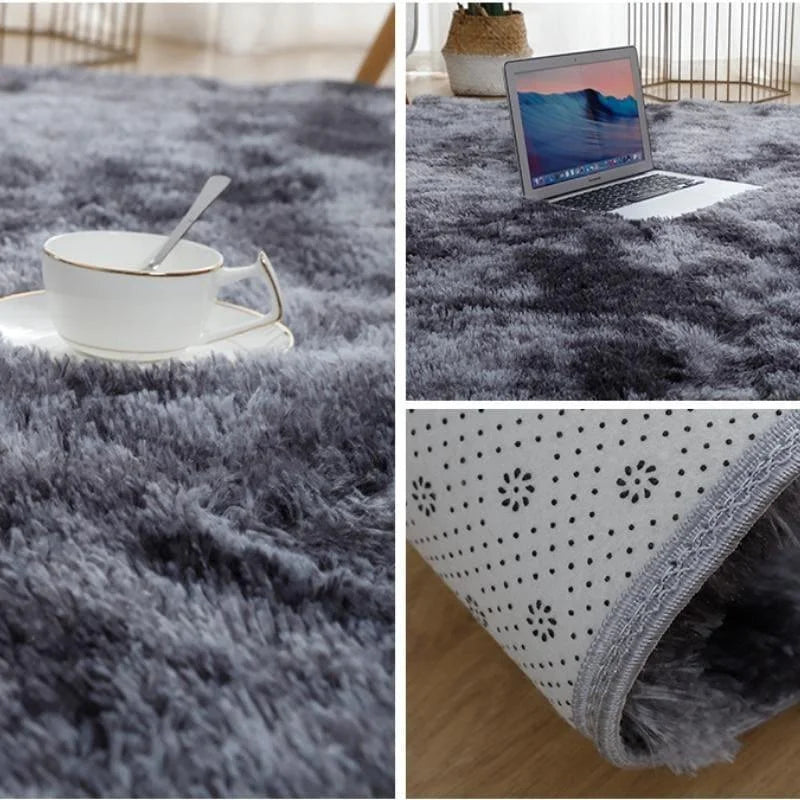 Tapete Felpudo Cinza Escuro Mescla Antiderrapante para Sala Lenogue