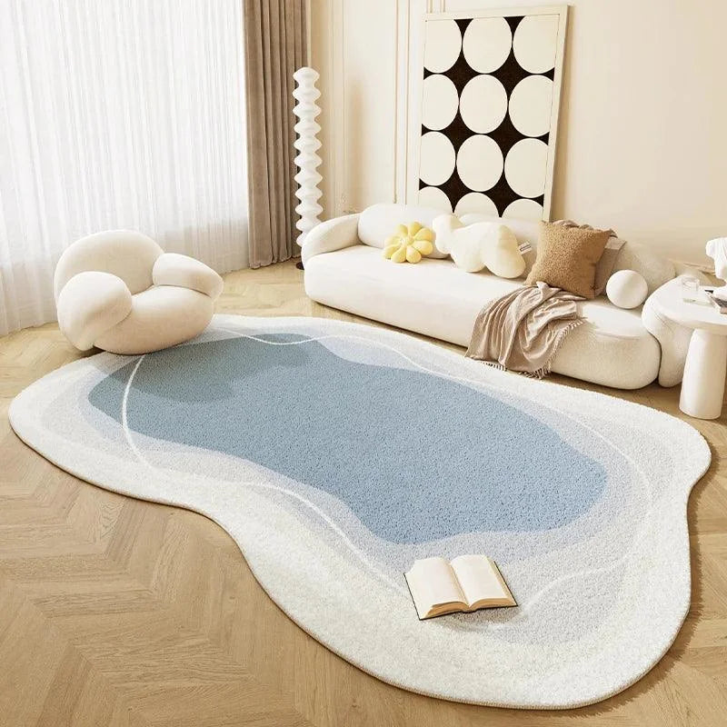 Tapete Moderno Irregular Geométrico para Sala e Quarto Lenogue Azul / 80 x 120 Cm