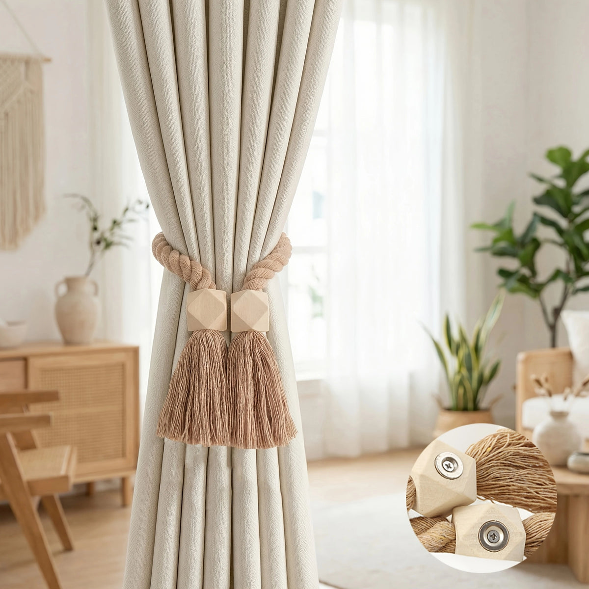 Tira de Cortina Maison Boho Madeira com Fixação Magnética Lenogue