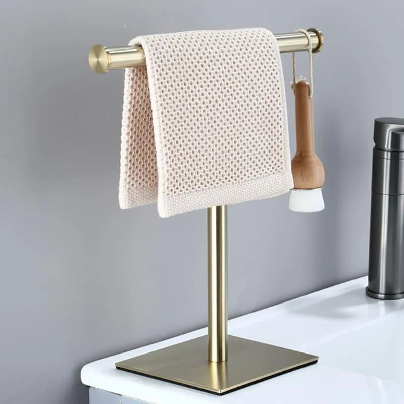 Toalheiro de Aço Inox com Base Emborrachada para Bancada Lenogue Dourado