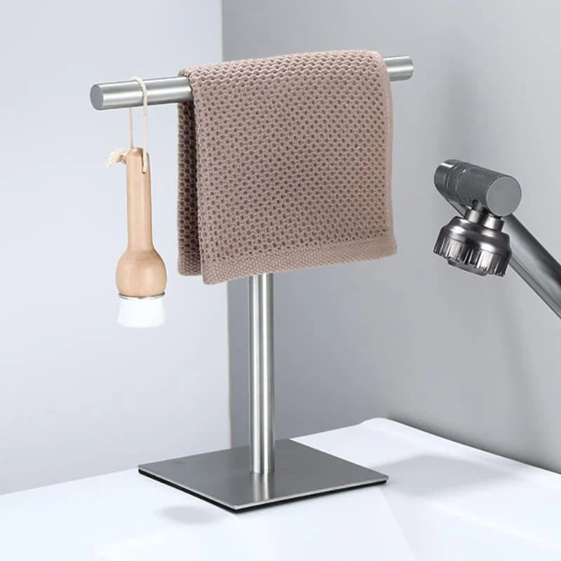 Toalheiro de Aço Inox com Base Emborrachada para Bancada Lenogue Prata