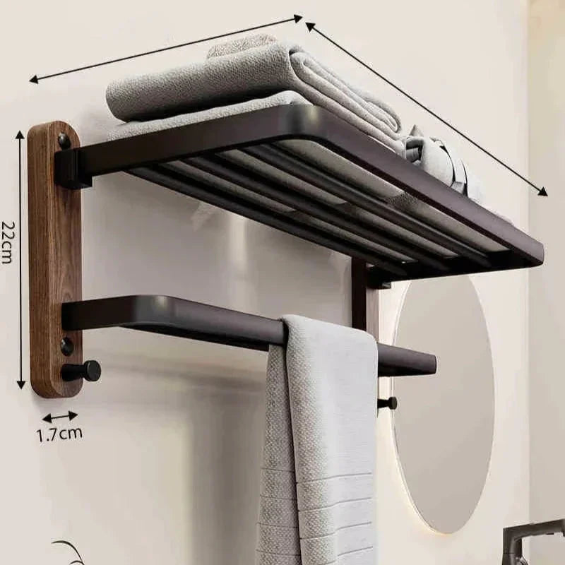 Toalheiro de Parede em Madeira Nogueira para Banheiro Lenogue