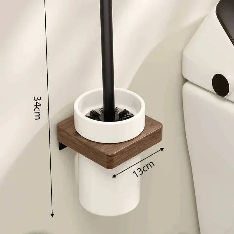 Toalheiro de Parede em Madeira Nogueira para Banheiro Lenogue Porta Escova Sanitária