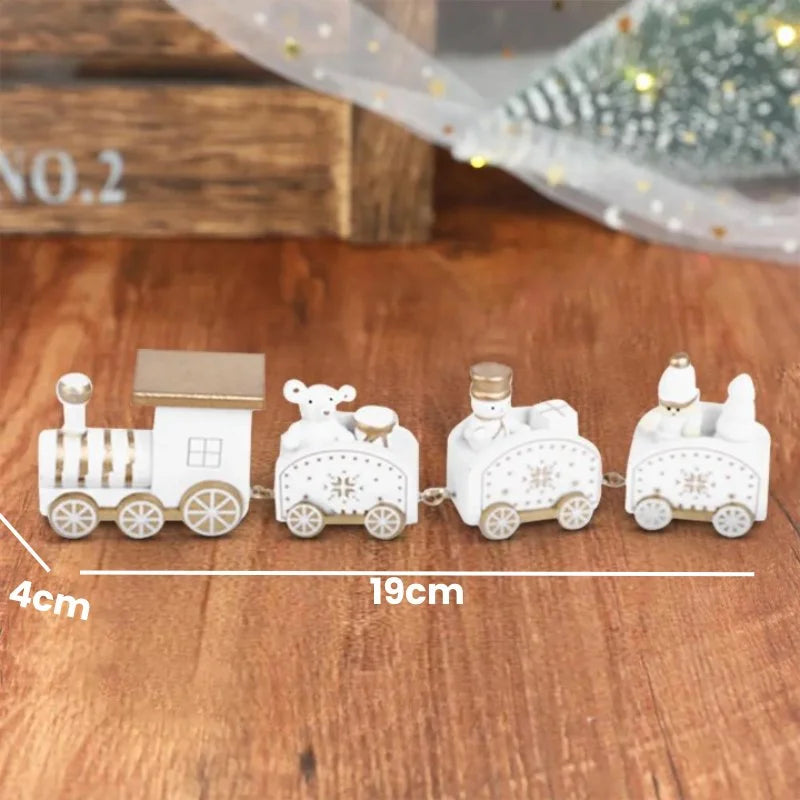 Trenzinho de Madeira Natalino Vermelho para Mesa Festa Lenogue Branco (1 Unidade)