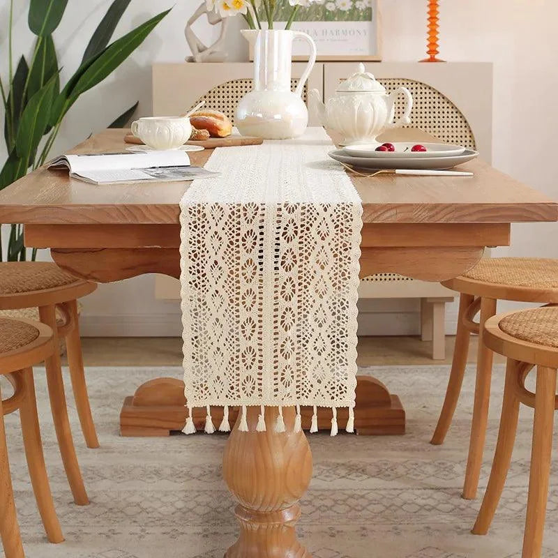 Trilho de Mesa Vintage em Crochê Algodão para Decoração Lenogue