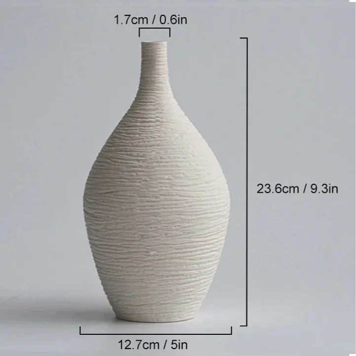 Vaso de Cerâmica Boca Estreita Estilo Nórdico para Sala Lenogue