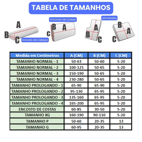 Tabela de Tamanhos Capa de Almofada Jacquard de Alta Elasticidade Lenogue