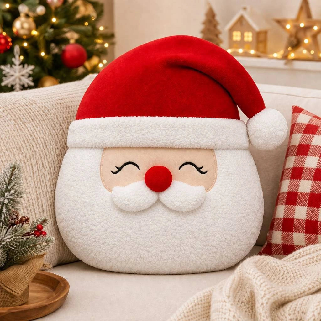 Almofada Natalina Papai Noel Confort Pelúcia Fibra Siliconada Lenogue