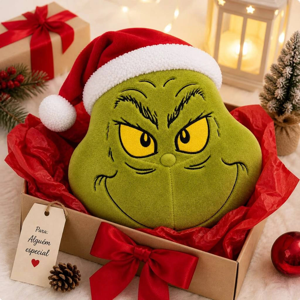 Almofada Pelúcia Grinch Élégance Natalina Fofinha Lenogue