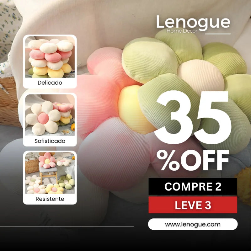 Almofadas Decorativas de Girassol para Sala e Quarto Lenogue Branco Verde / Compre 2 Leve 3