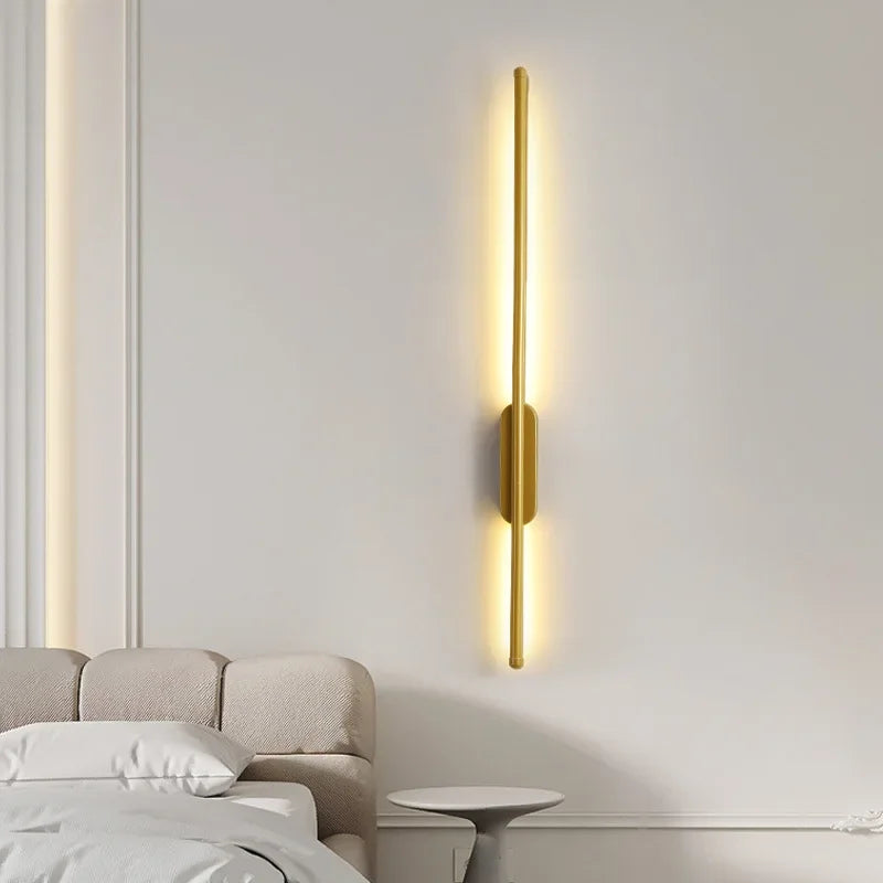 Arandela de Parede em Cobre com LED para Sala e Quarto Lenogue Dourado / Luz Amarela (2700-3500K) / 80 cm