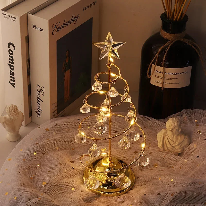 Árvore de Natal Led Efeito Cristal com Acabamento Metalizado Lenogue Dourado