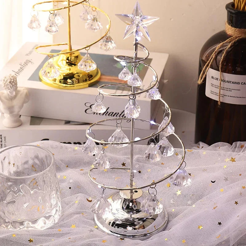 Árvore de Natal Led Efeito Cristal com Acabamento Metalizado Lenogue Prata