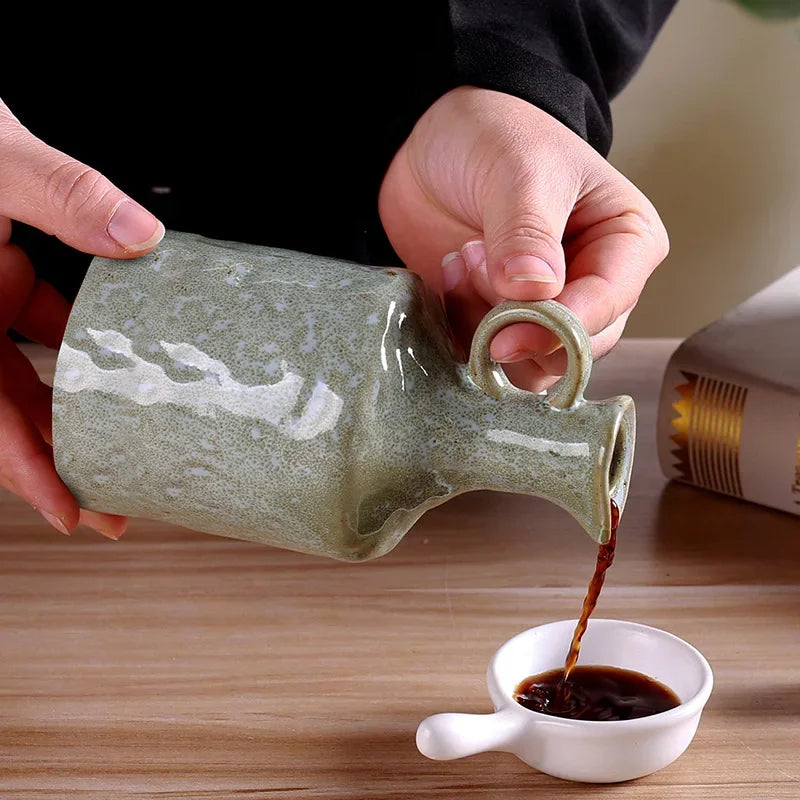 Azeiteira de Cerâmica Estilo Europeu com Tampa Antivazamento Lenogue