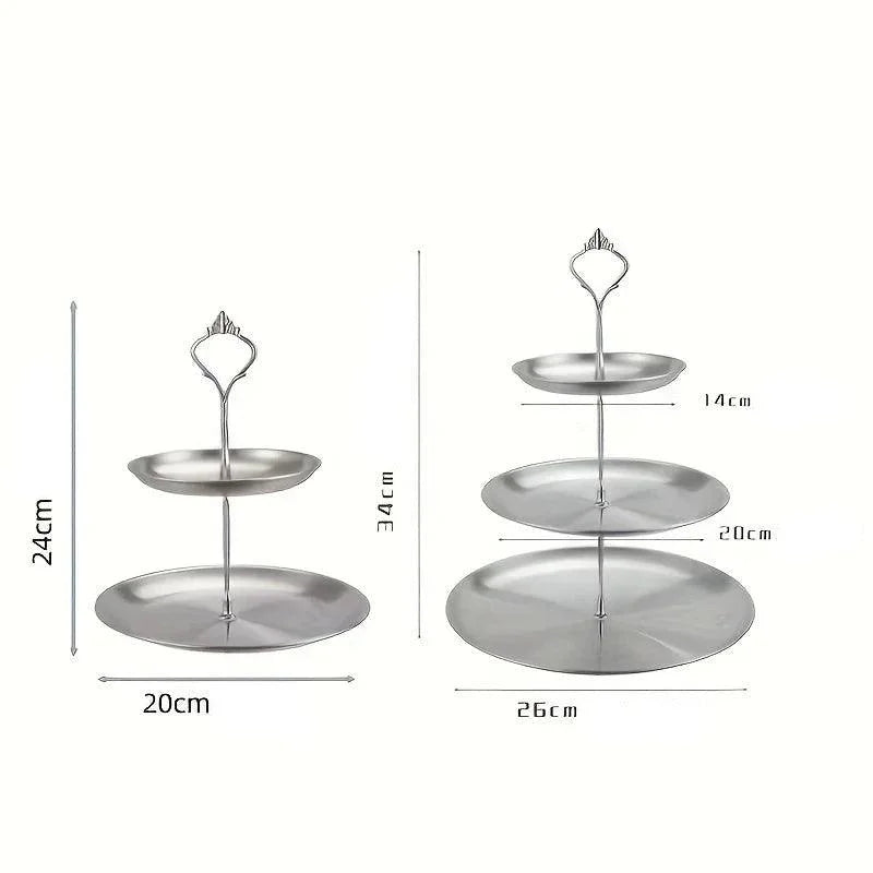 Bandeja de Três Camadas em Aço Inoxidável Expositor de Mesa Lenogue