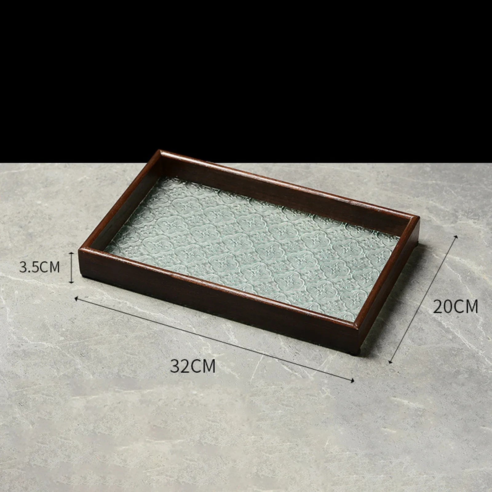 Bandeja Organizador de Vidro com Base Floral para Copos e Lanches Lenogue Marrom Retangular